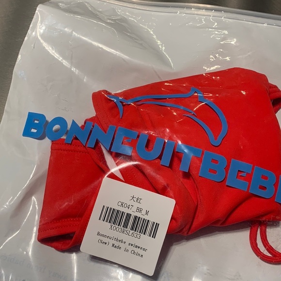 Bonneuitbebe Red Ruched Bikini Bottom Size M NWT - Picture 8 of 9